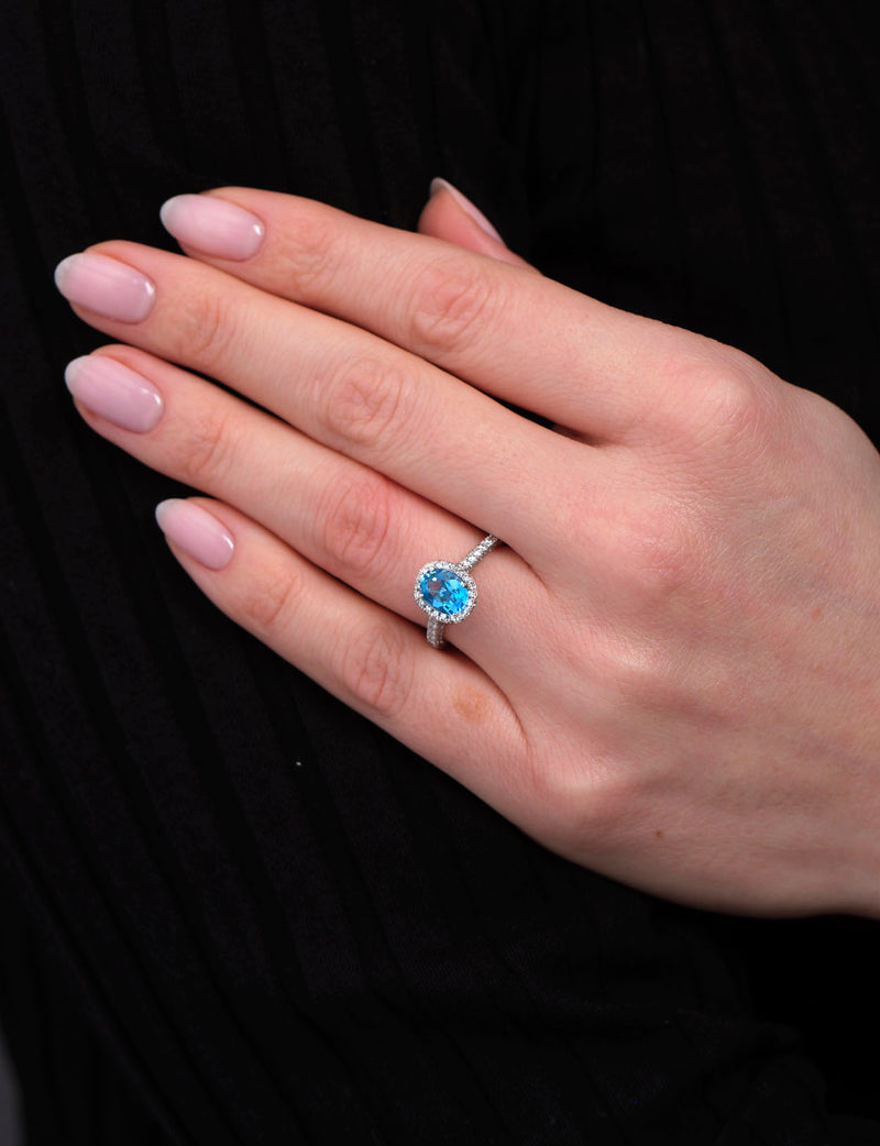 2ct Topaz 2D Halo 3D Band Lab Grown Diamond Engagement Rings