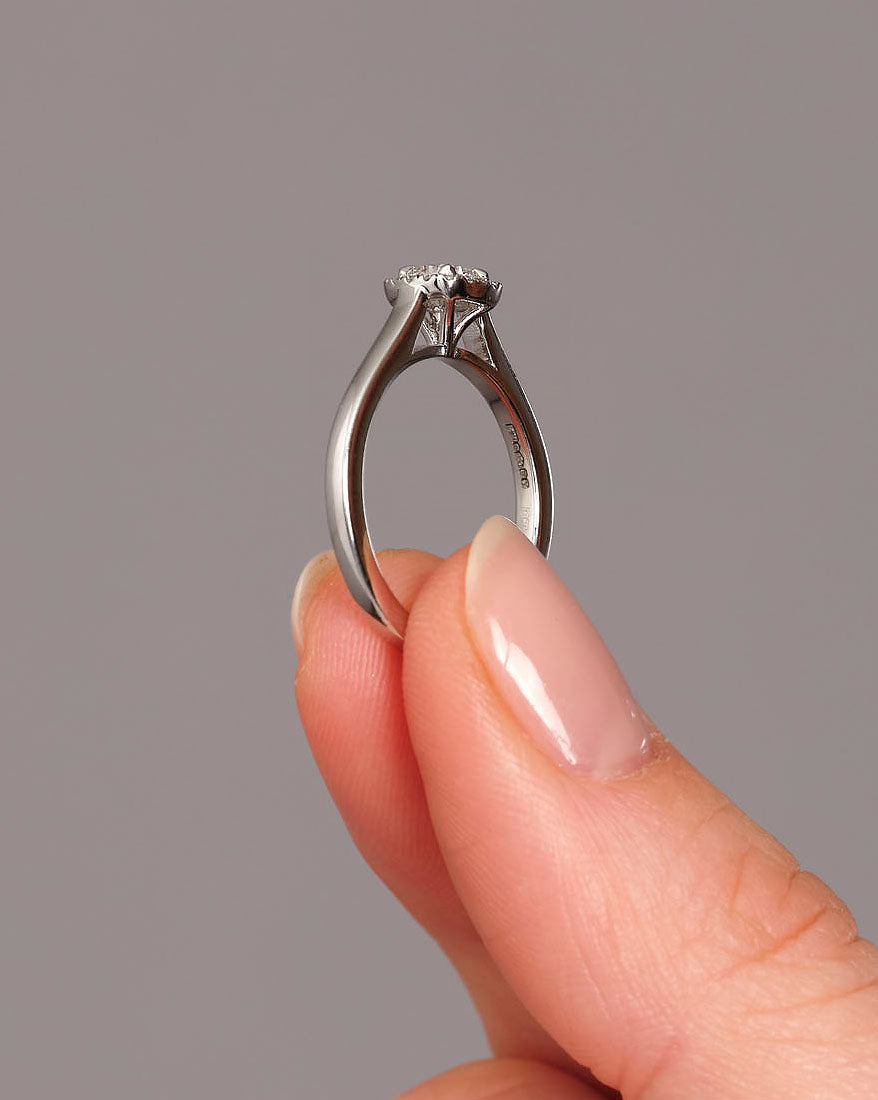 0.35ct Cushion Cut Halo lab grown diamond engagement rings.