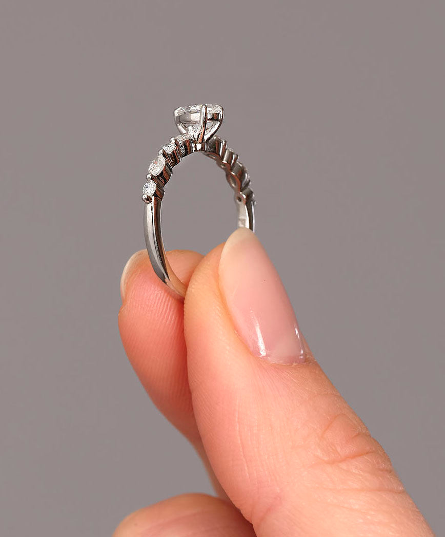 0.35ct Pear Cut Marquise & Round Lab Grown Diamond Engagement Rings.