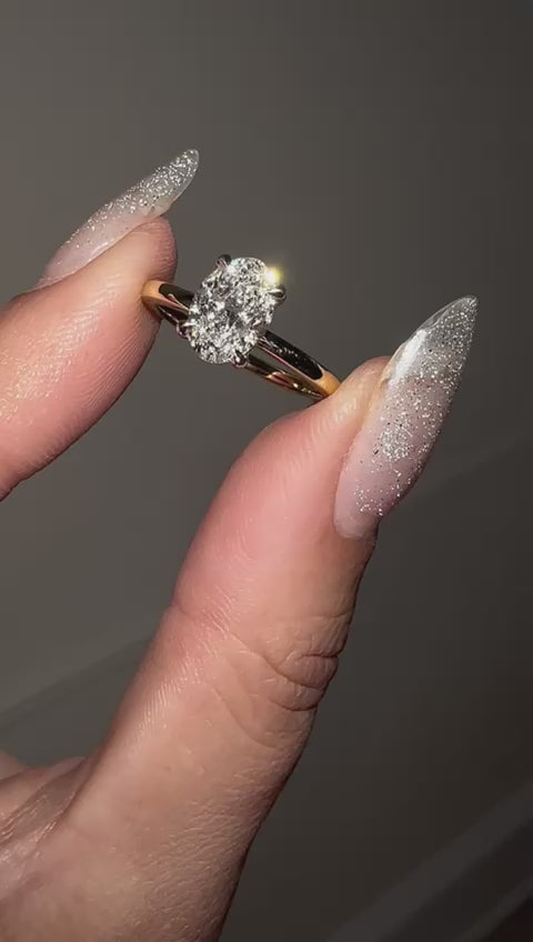 1.70ct Oval Hidden Halo Solitaire Lab Grown Diamond Engagement Rings.
