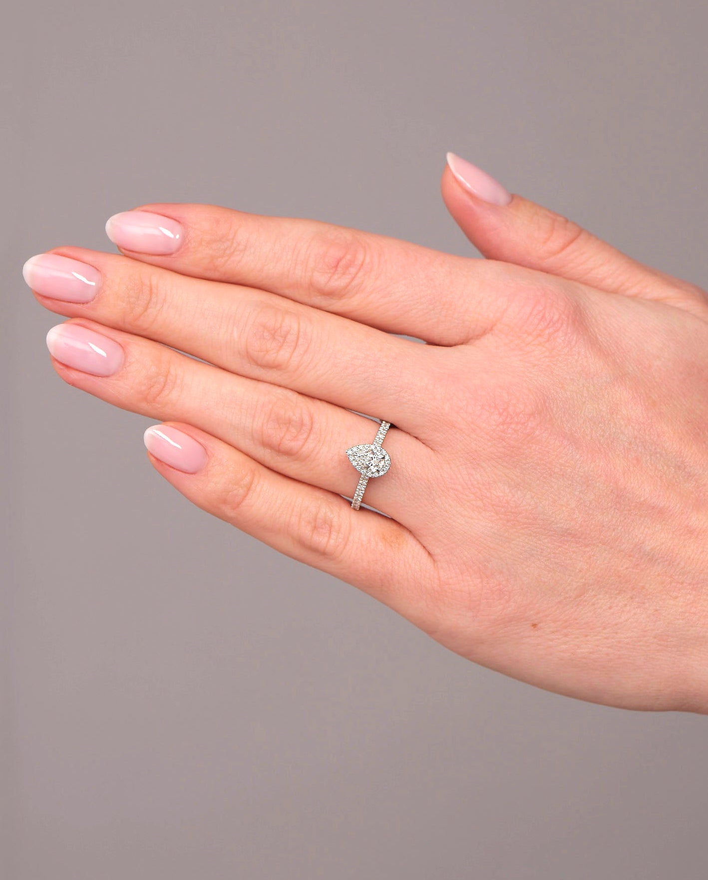 0.50ct Pear in Seamless Halo Lab Grown Diamond Engagement Rings.