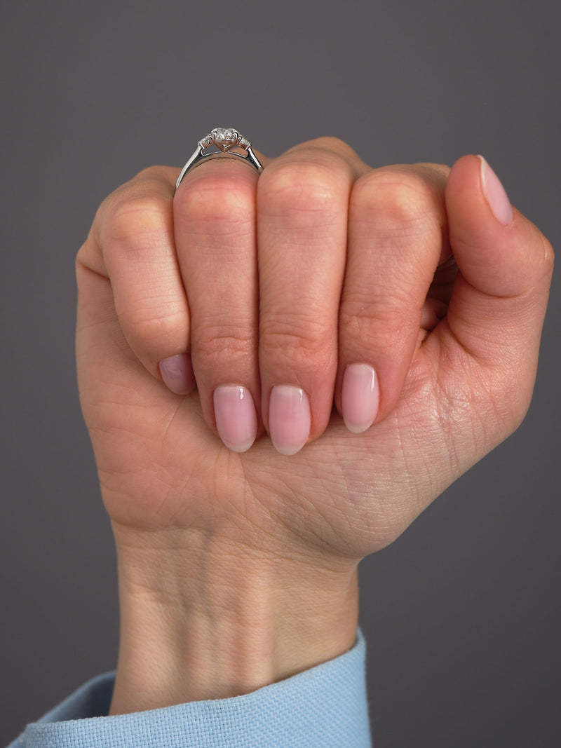 Oval Cut Trilogy Lab Grown Diamond Engagement Rings