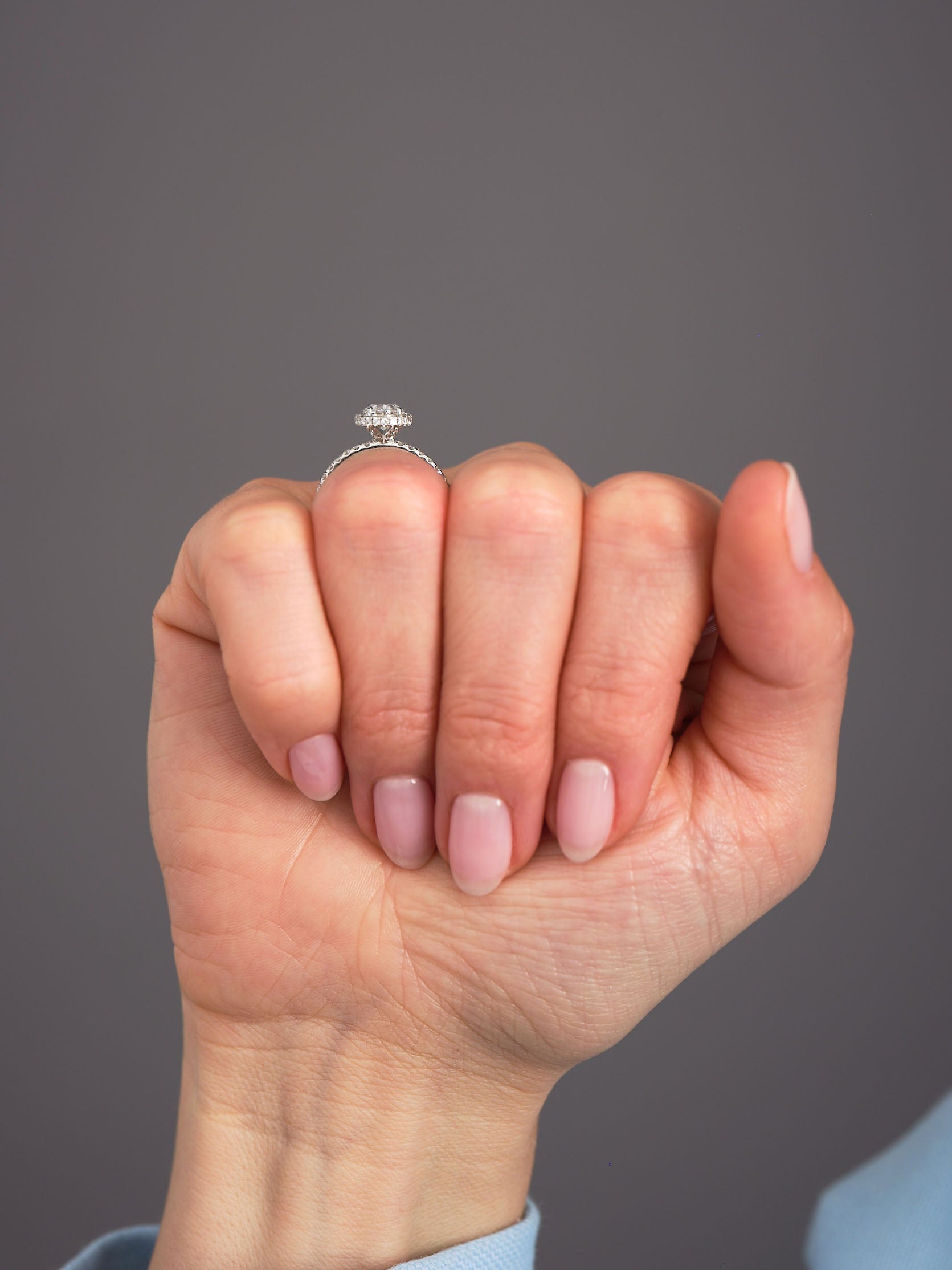 1.70ct Oval Seamless 2D Halo Lab Grown Diamond Engagement Rings.