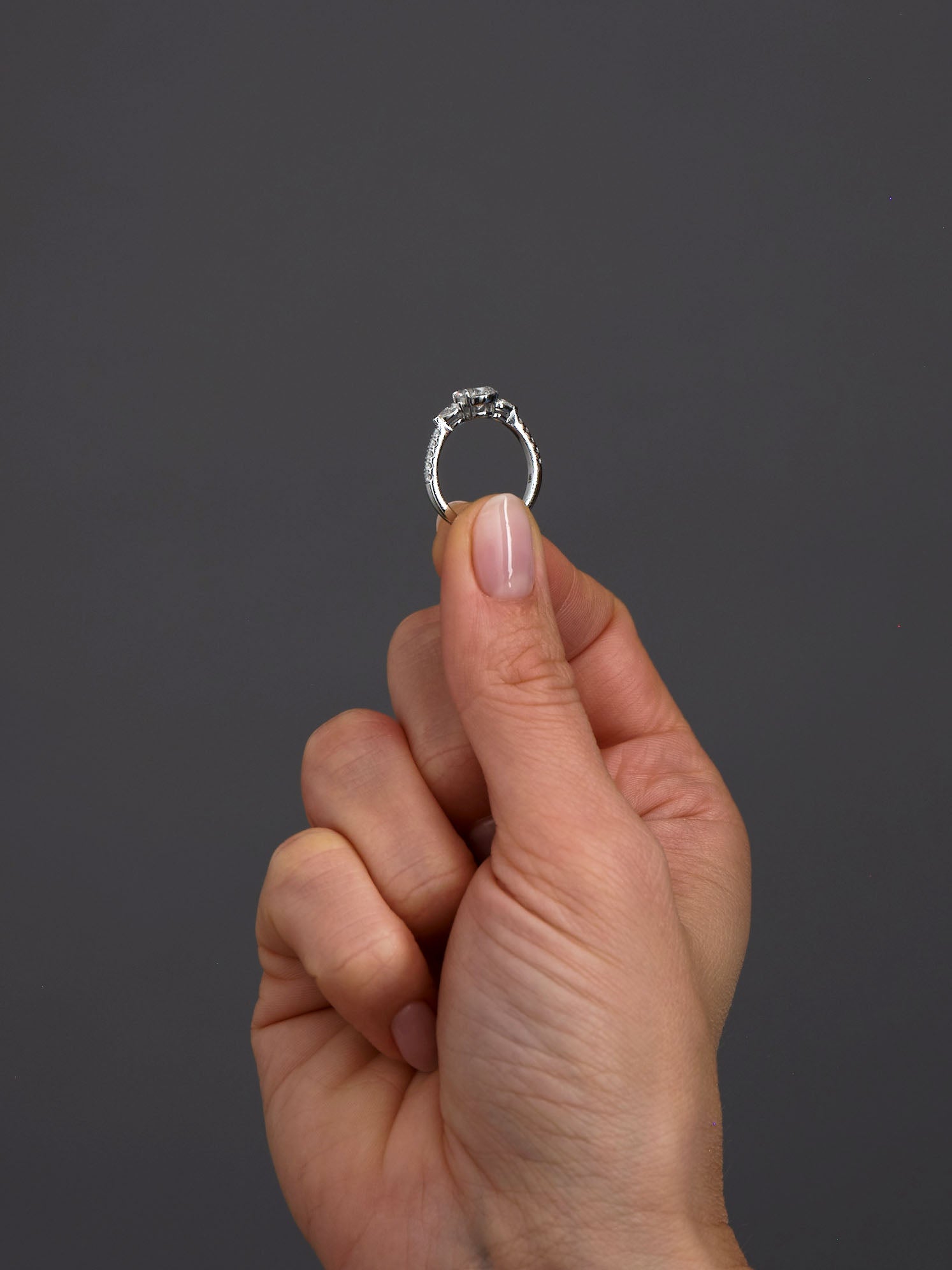 1.50ct Pear Trilogy Lab Grown Diamond Engagement Rings.