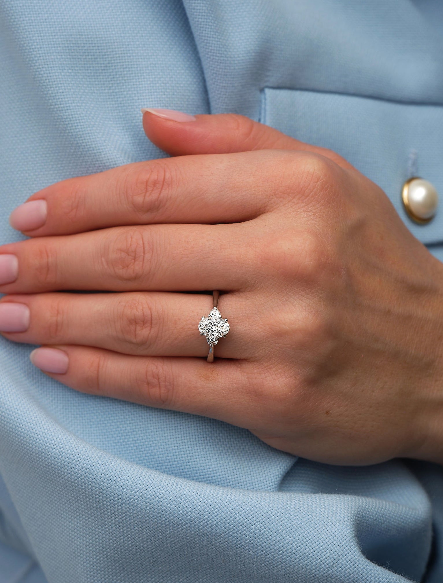 Oval Cut Trilogy Lab Grown Diamond Engagement Rings
