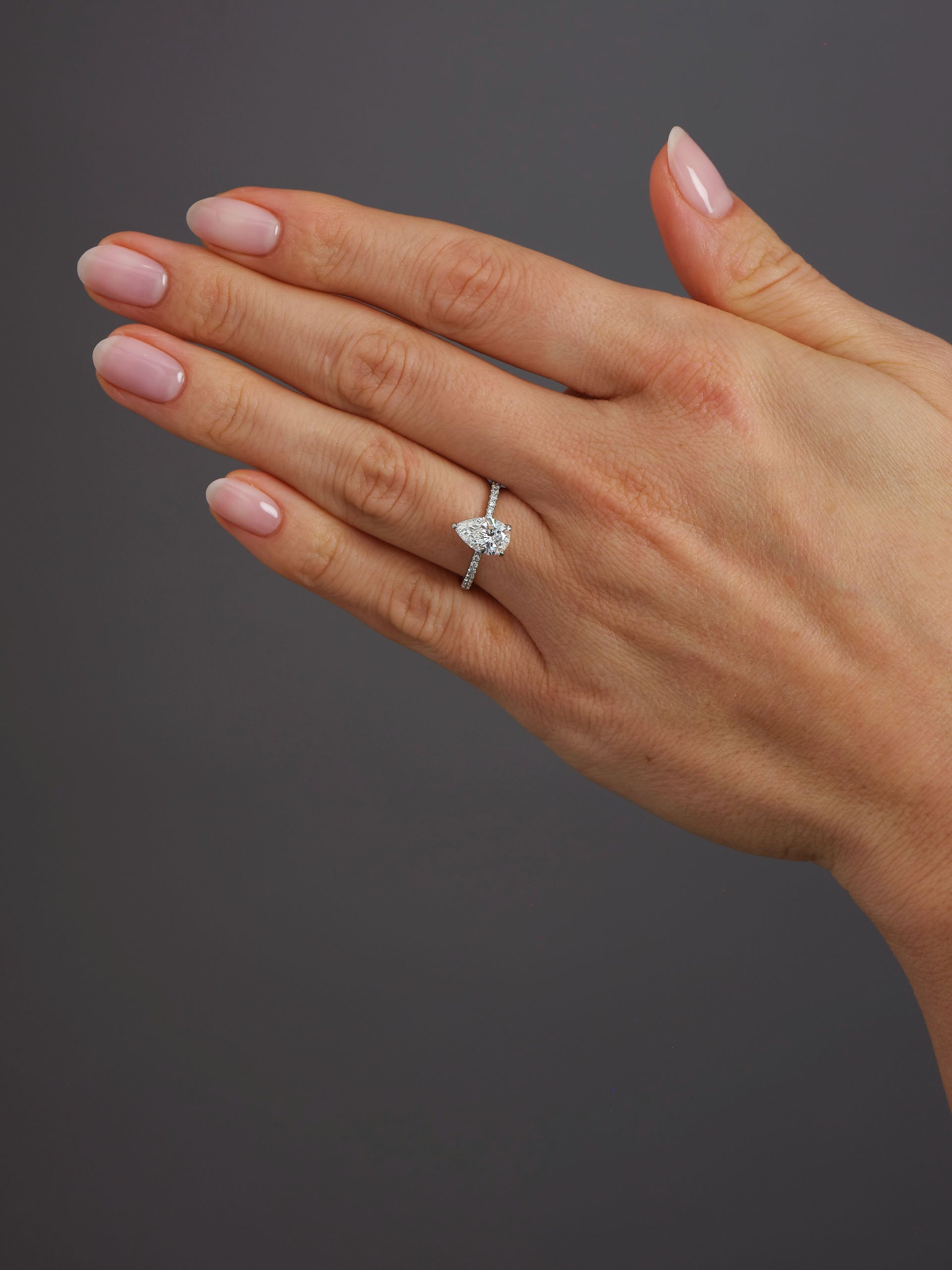 1.30ct Pear Shoulders Lab Grown Diamond Engagement Rings.