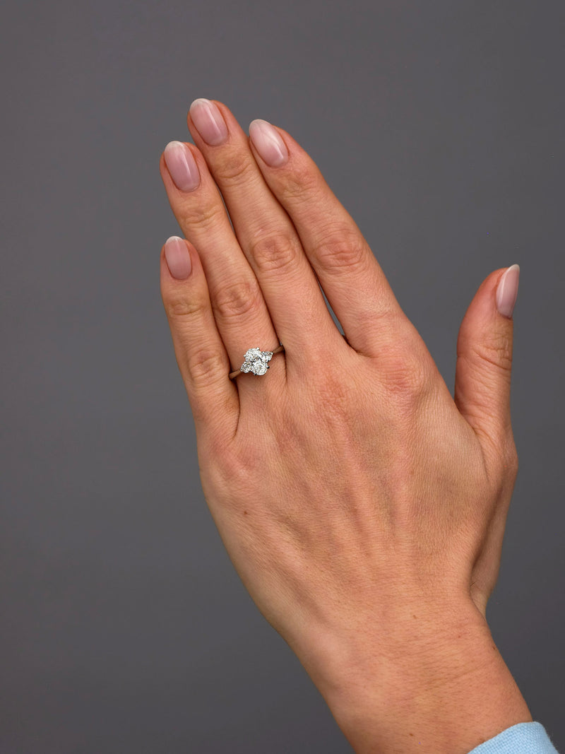 Oval Cut Trilogy Lab Grown Diamond Engagement Rings