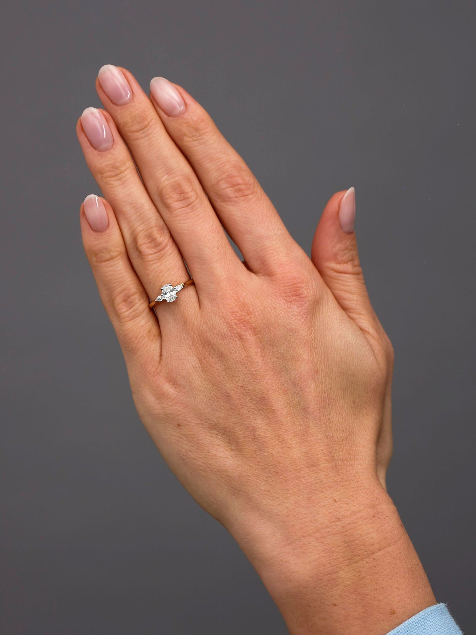 Oval Cut Pear Trilogy Lab Grown Diamond Engagement Rings