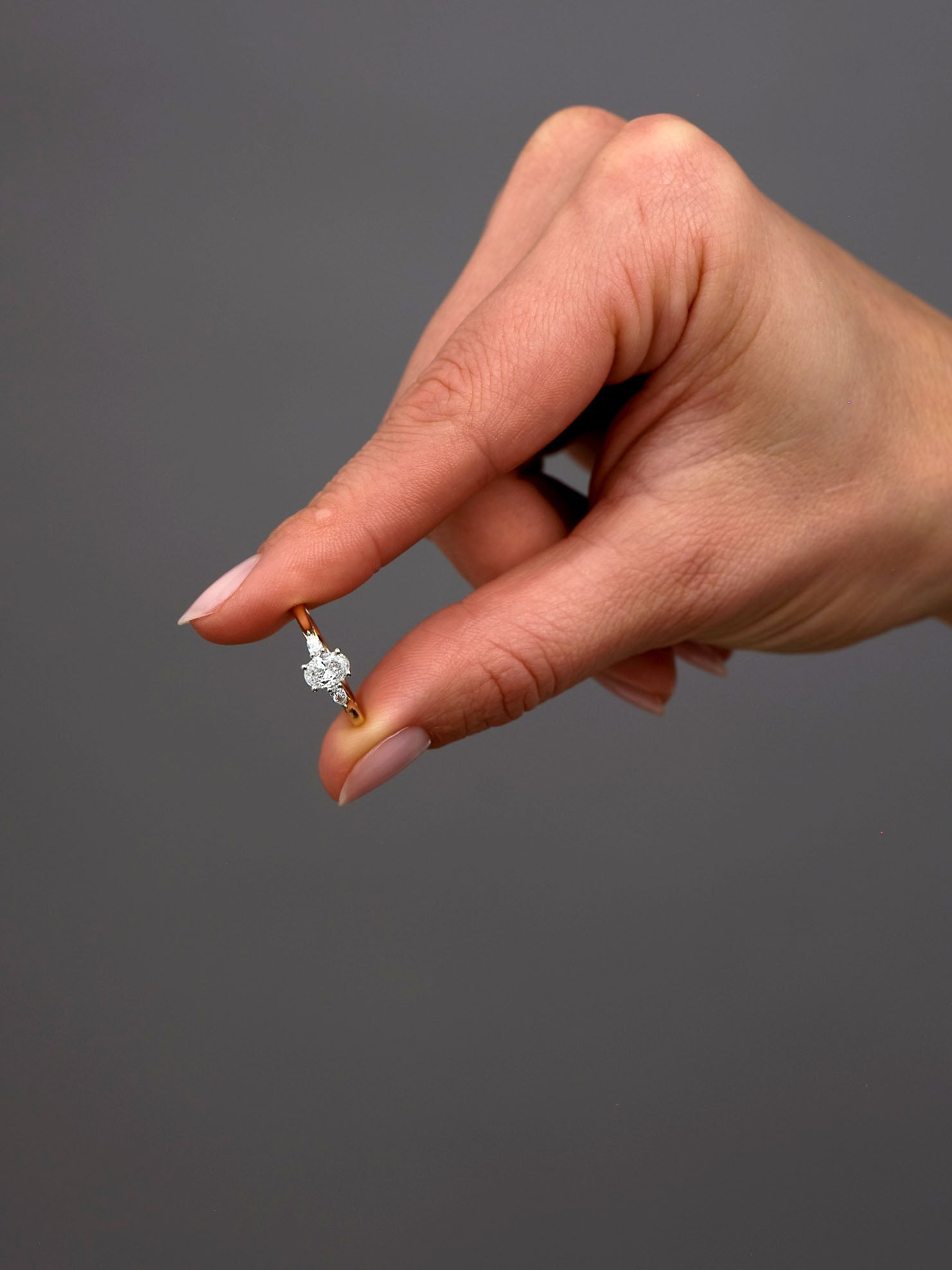 Oval Cut Pear Trilogy Lab Grown Diamond Engagement Rings