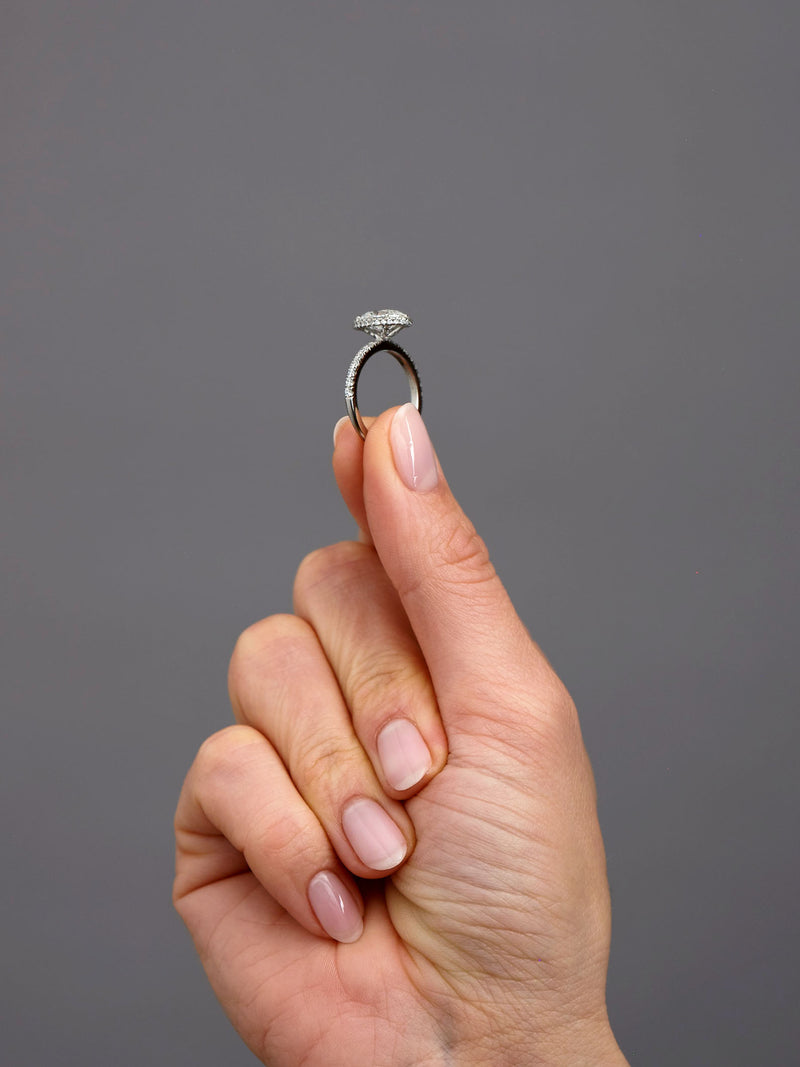 2ct Oval Seamless 2D Halo Lab Grown Diamond Engagement Rings in London.