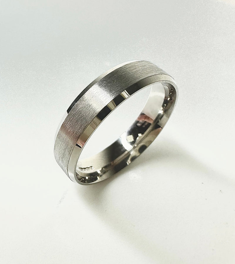 5mm Matt Bevelled Edge Wedding Band for Him