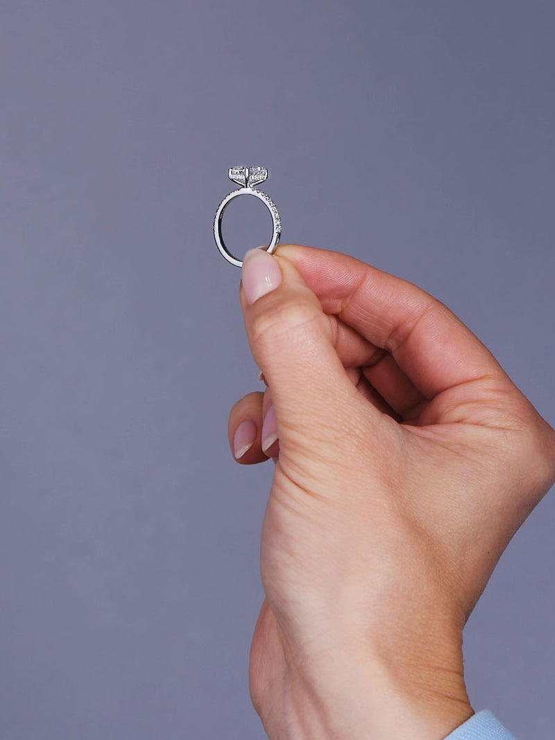 1.80ct Radiant Hidden Halo lab grown Diamond Engagement Rings.