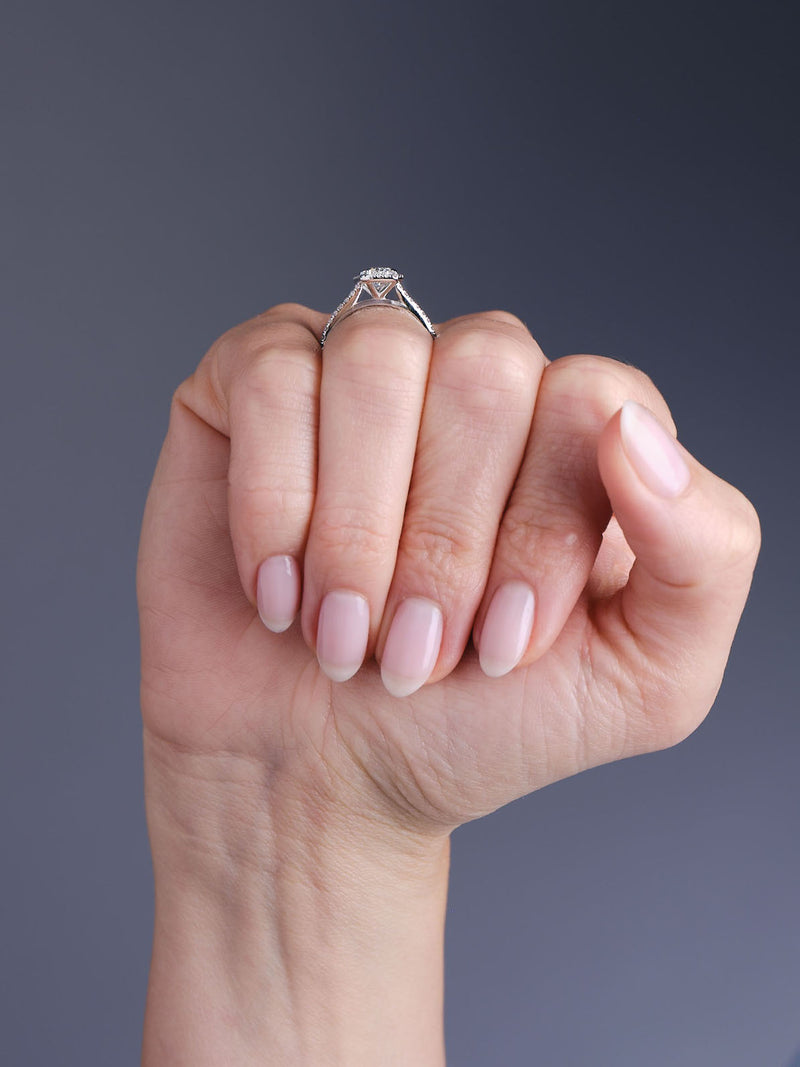1ct Radiant Seamless Halo lab grown Diamond Engagement Rings.