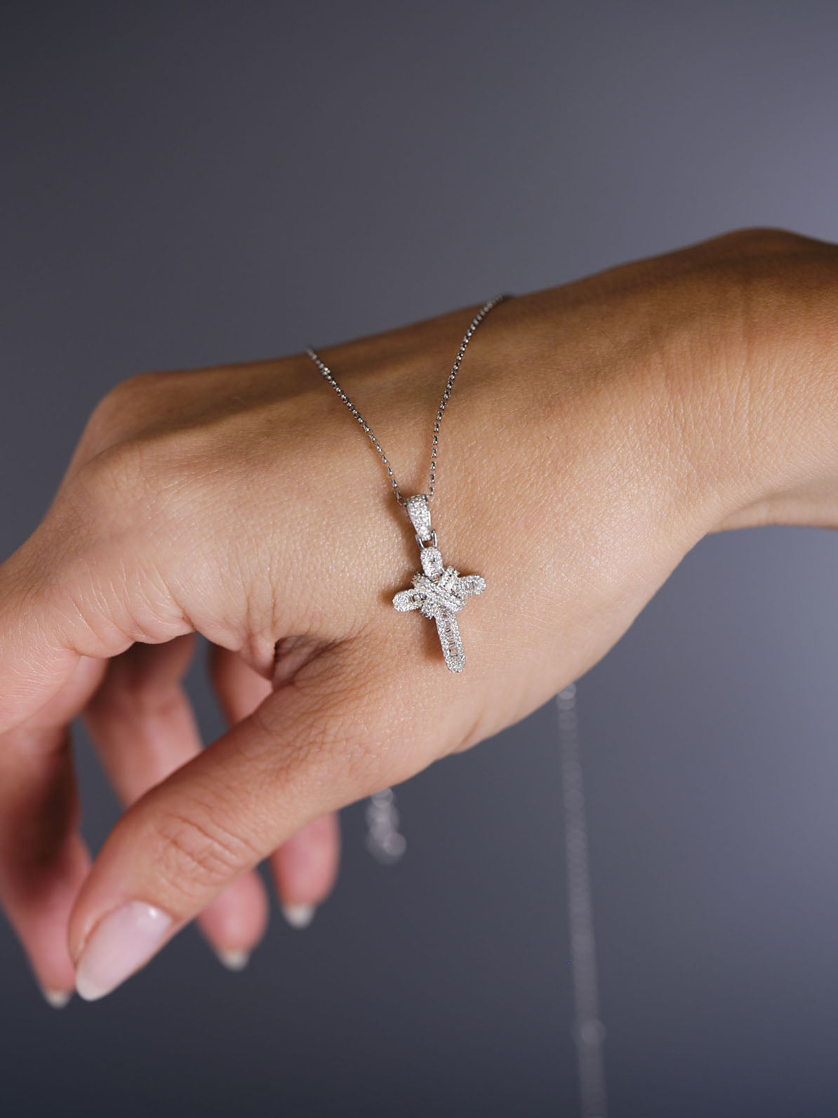 3D Diamond Cross Pendant