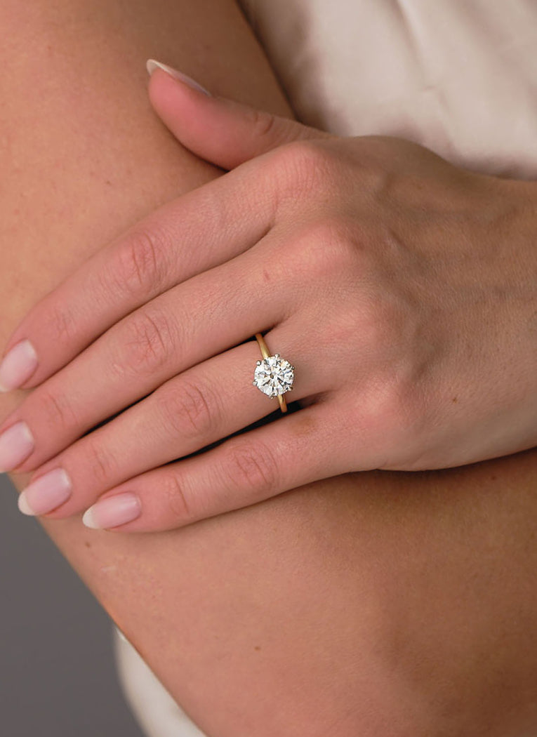 3ct Round 6 Prong Solitaire Lab Grown Diamond Engagement Rings.