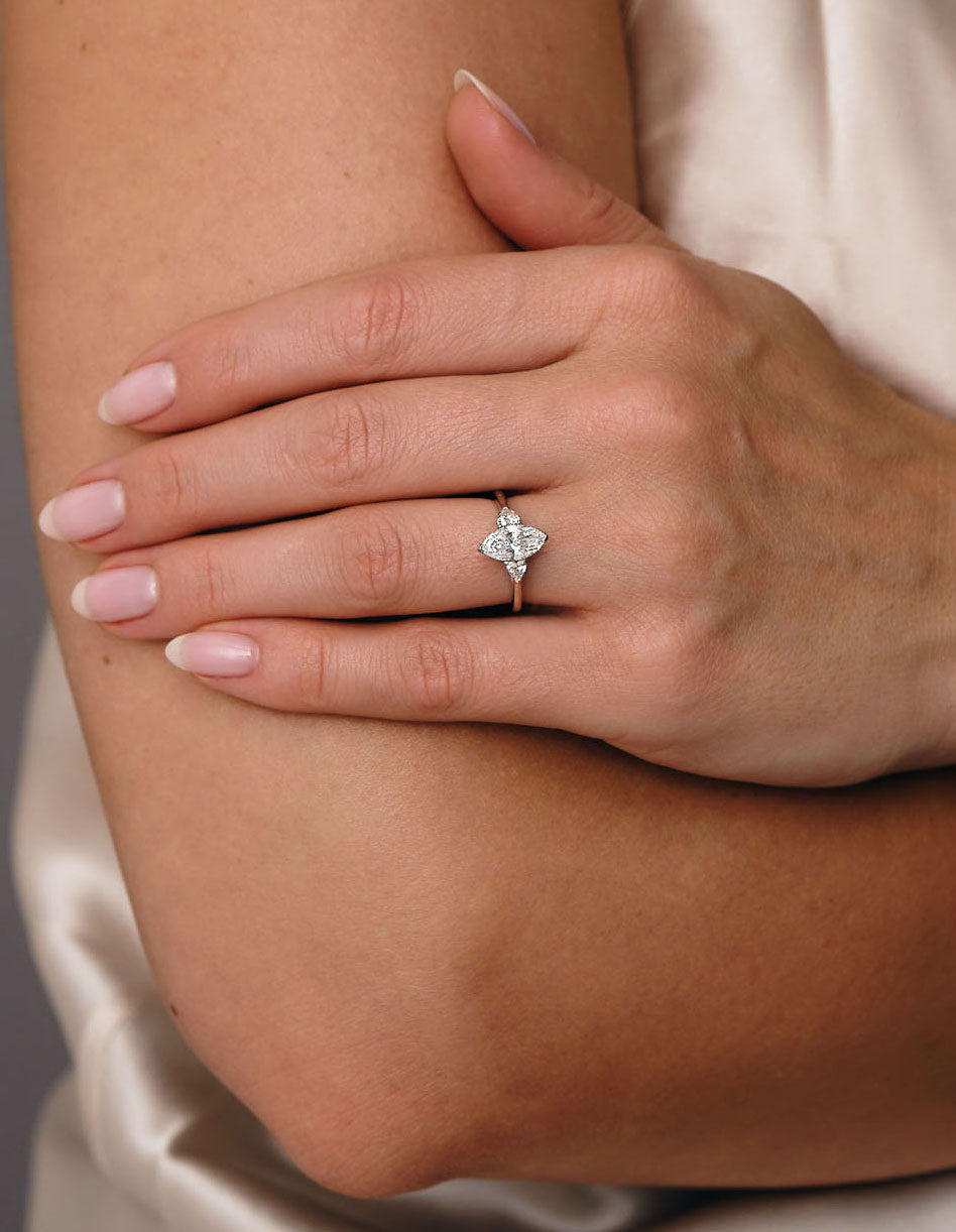 1.30ct Marquise & Heart Trilogy lab grown diamond engagement rings.