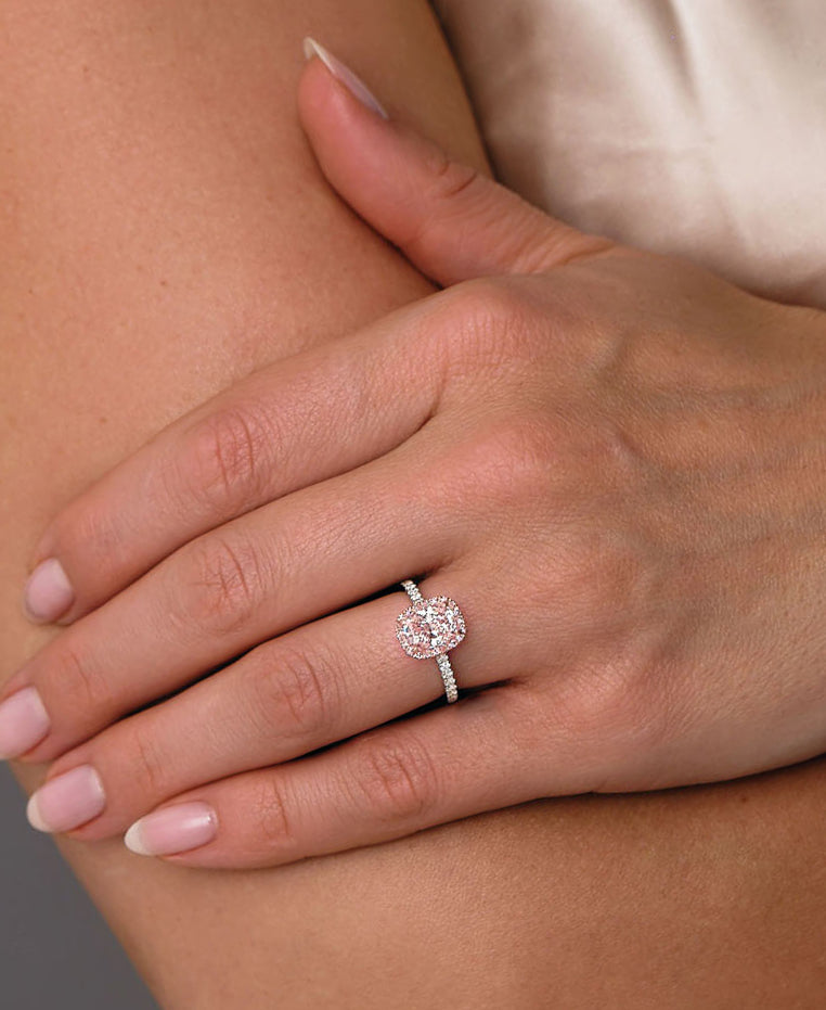 1.70ct Pink Cushion Halo Lab Grown Diamond Engagement Rings