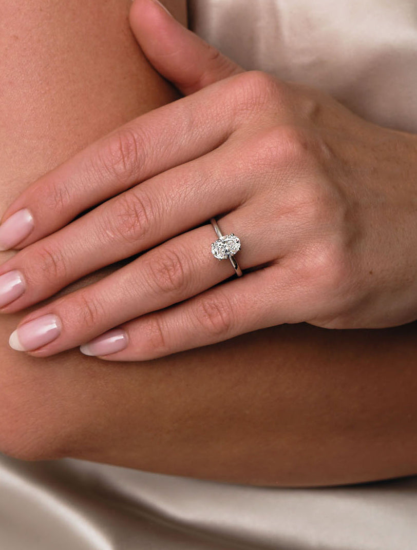 1.70ct Oval Solitaire Lab Grown Diamond Engagement Rings in London.