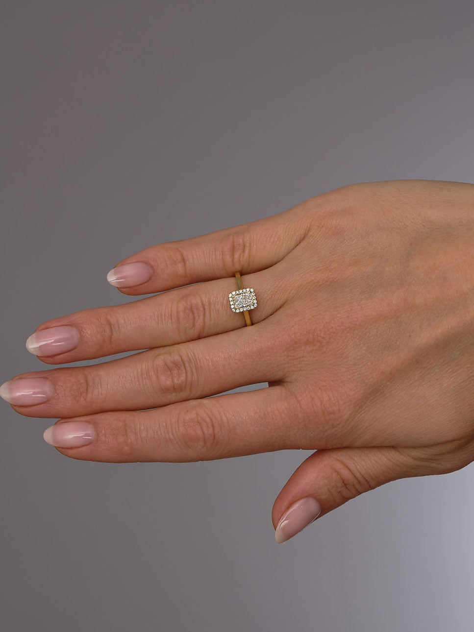0.70ct Radiant Seamless Halo Cathedral