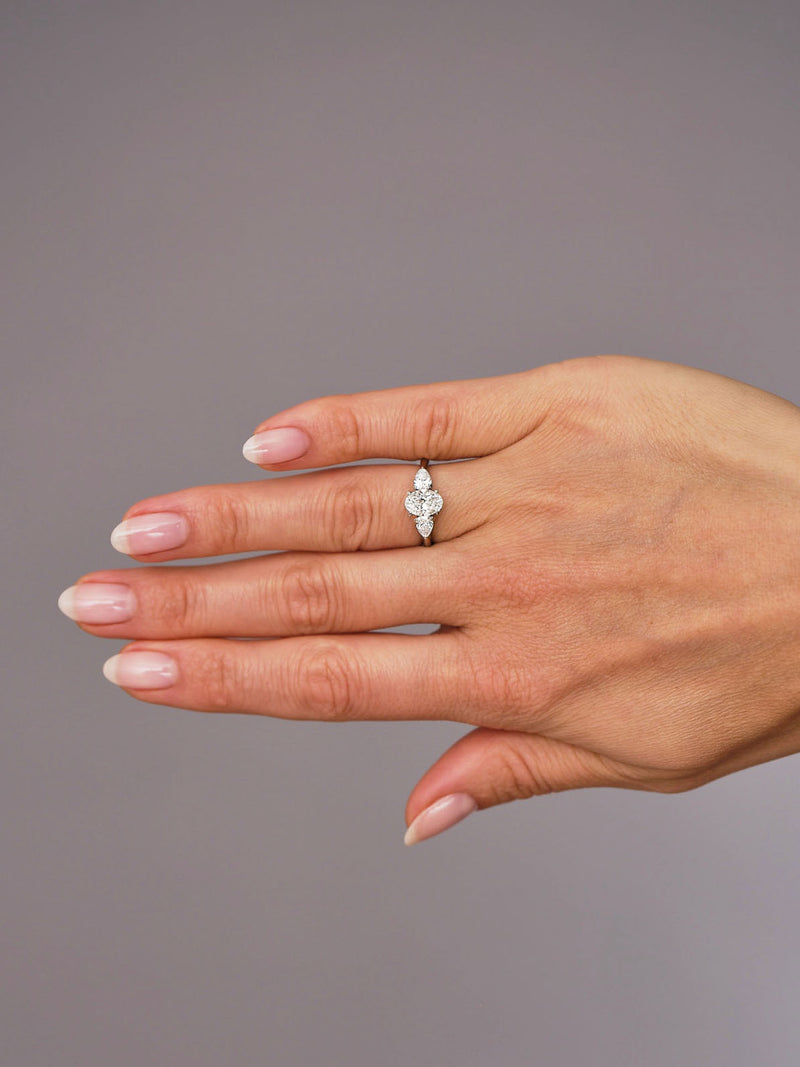 1.20ct Oval & Pear Trilogy Lab Grown Diamond Engagement Rings.