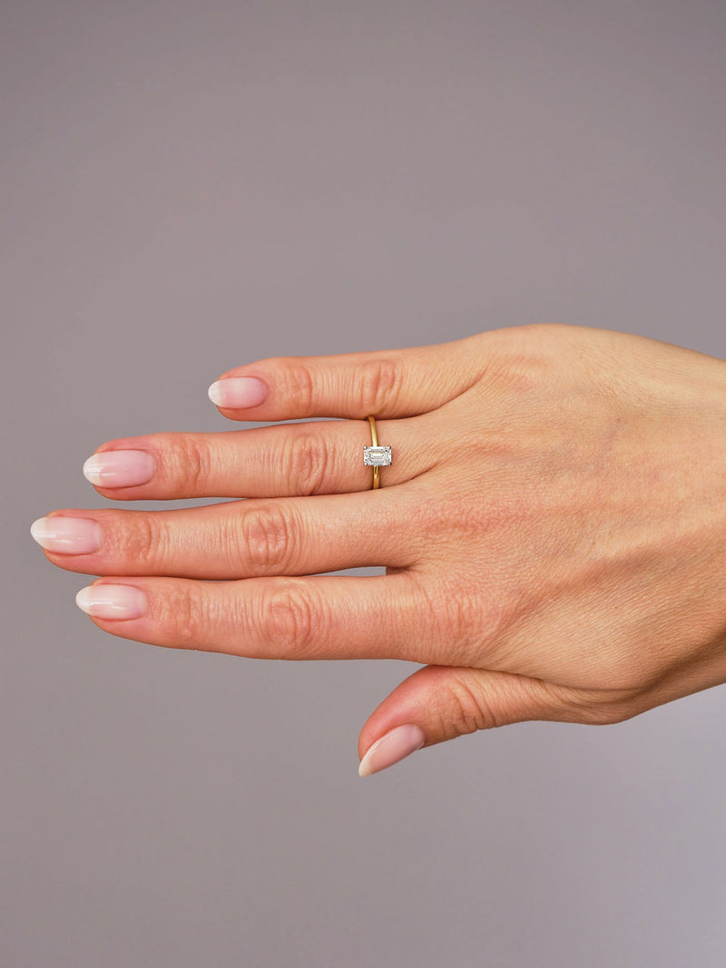 0.70ct Emerald Cut Solitaire lab grown Diamond Engagement Rings.