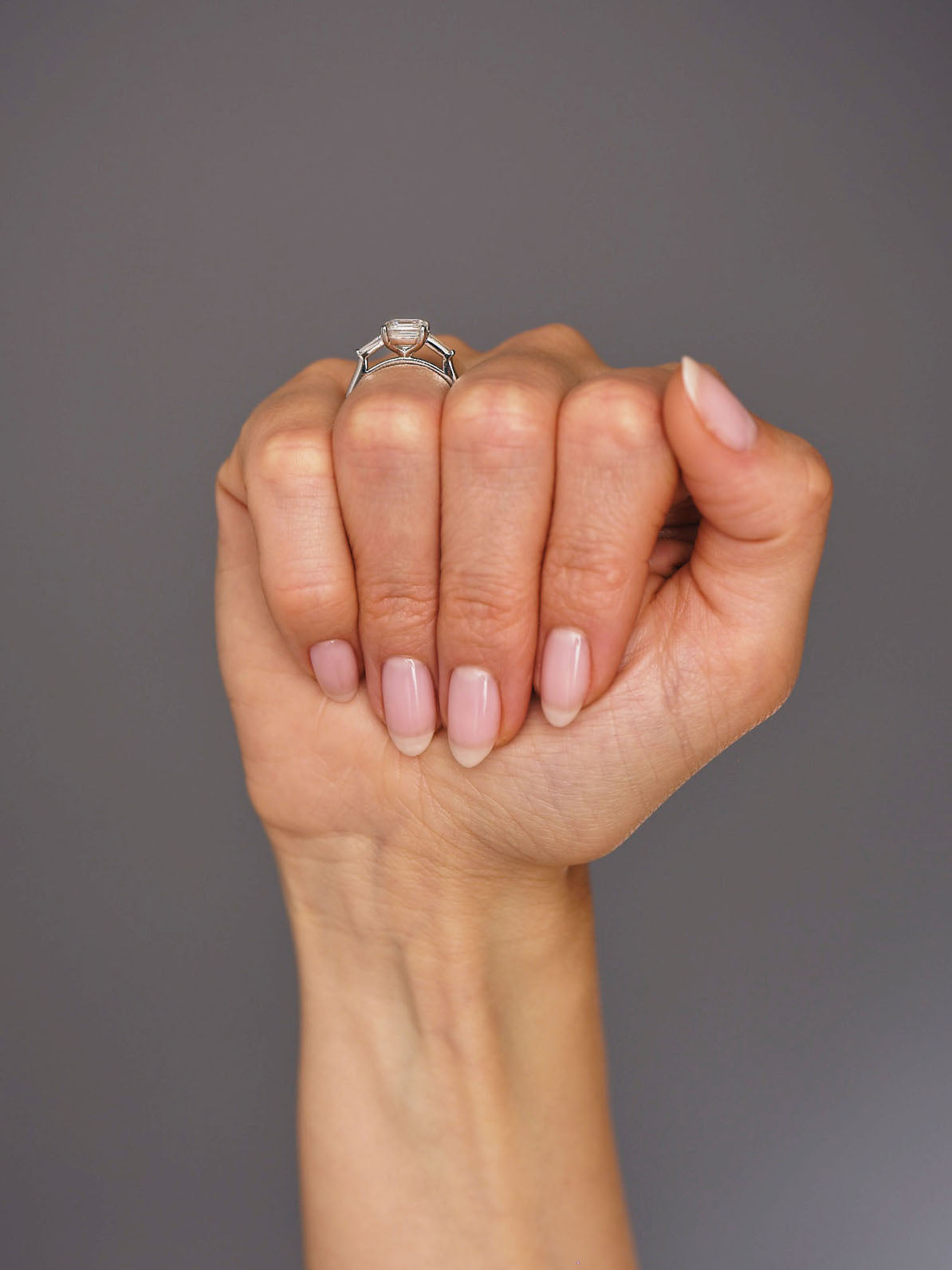 2ct Asscher & Tapered Baguettes Trilogy Diamond Engagement Rings.