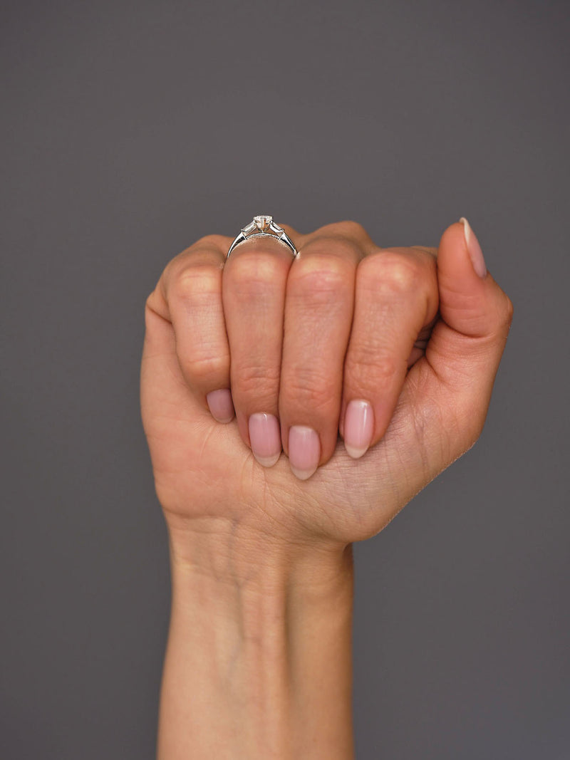 1.30ct Marquise & Heart Trilogy lab grown diamond engagement rings.