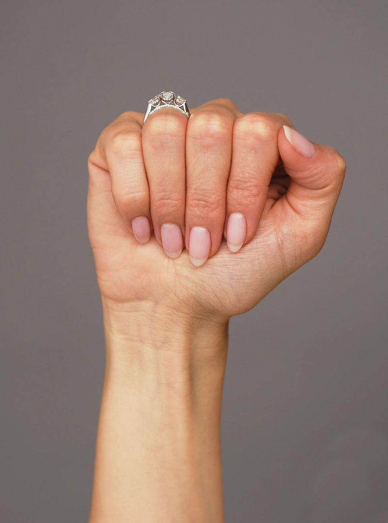 1.20ct Oval & Pear Trilogy Lab Grown Diamond Engagement Rings.