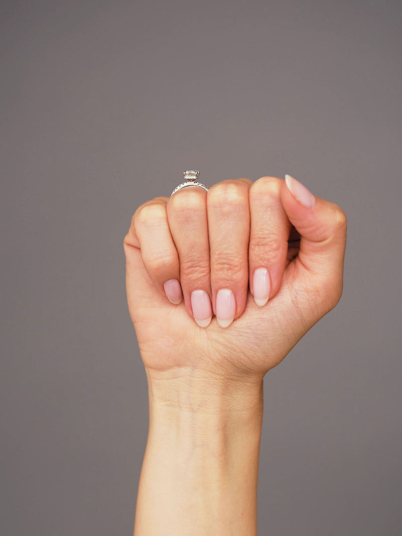 1.20ct Cushion Hidden Halo Lab Grown Diamond Engagement Rings.