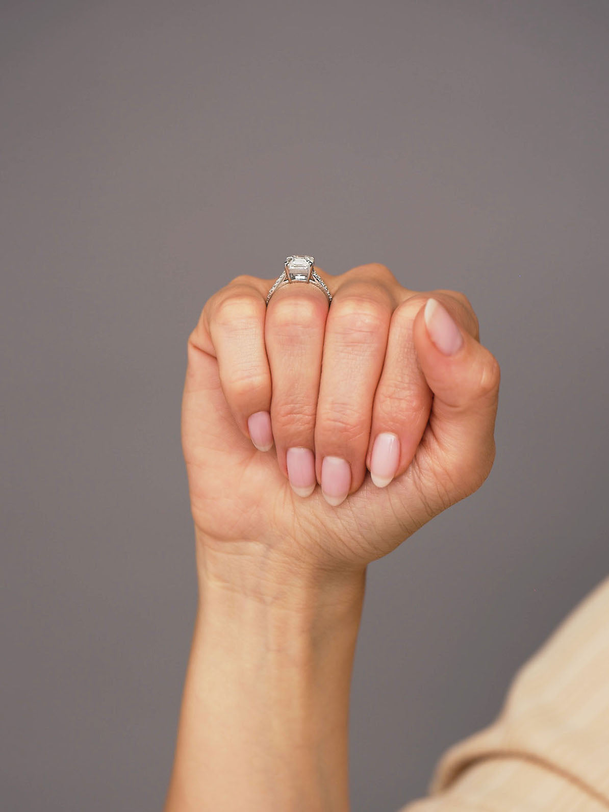 3.40ct Asscher Diamond Shoulders Lab Grown Diamond Engagement Rings.