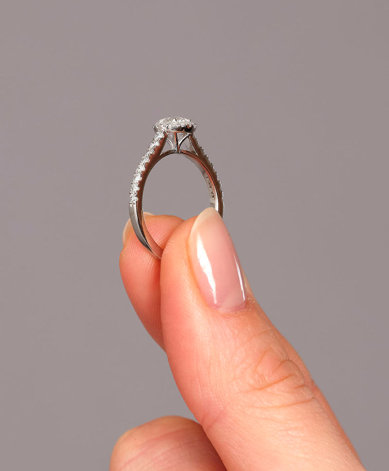 0.35ct Round Cut Halo Lab Grown Diamond Engagement Rings.