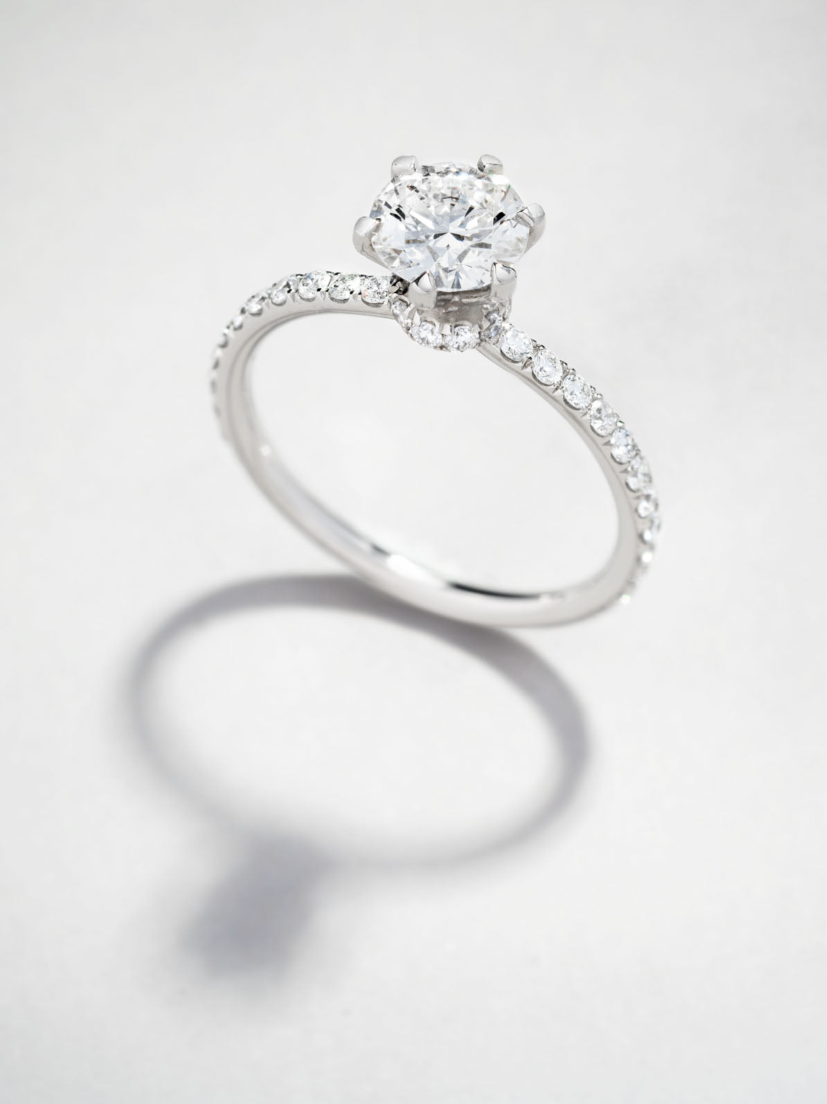 1ct Round with Diamond Knot Lab Grown Diamond Engagement Rings.