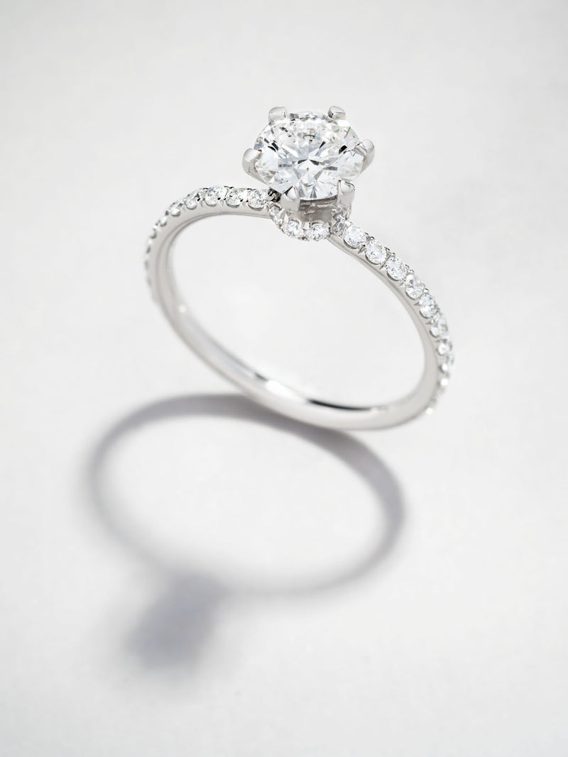 1ct Round with Diamond Knot Lab Grown Diamond Engagement Rings.