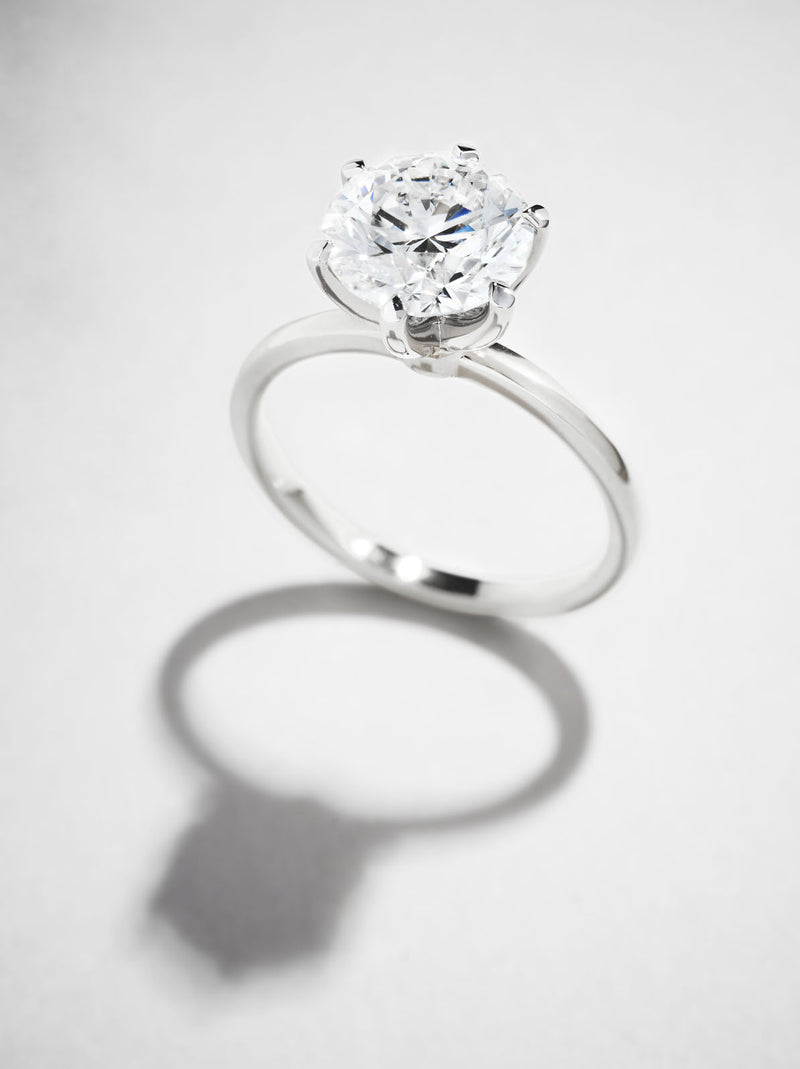 3ct Round 6 Prong Solitaire Lab Grown Diamond Engagement Rings.