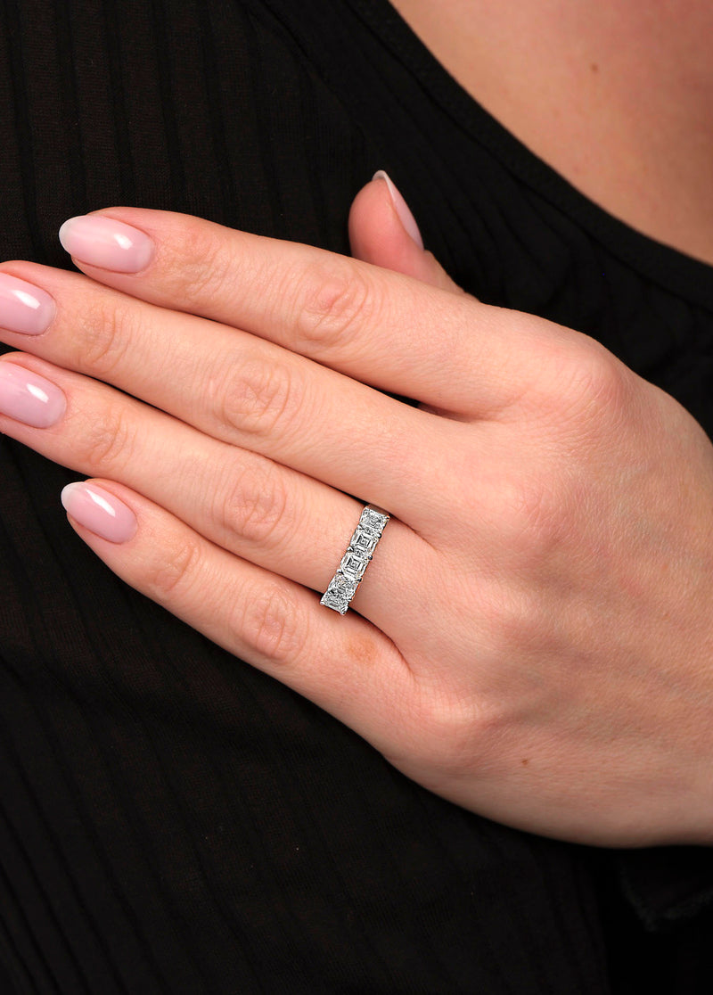 A luxury 2ct Asscher cut diamond eternity ring from our Asscher cut diamond ring collection.