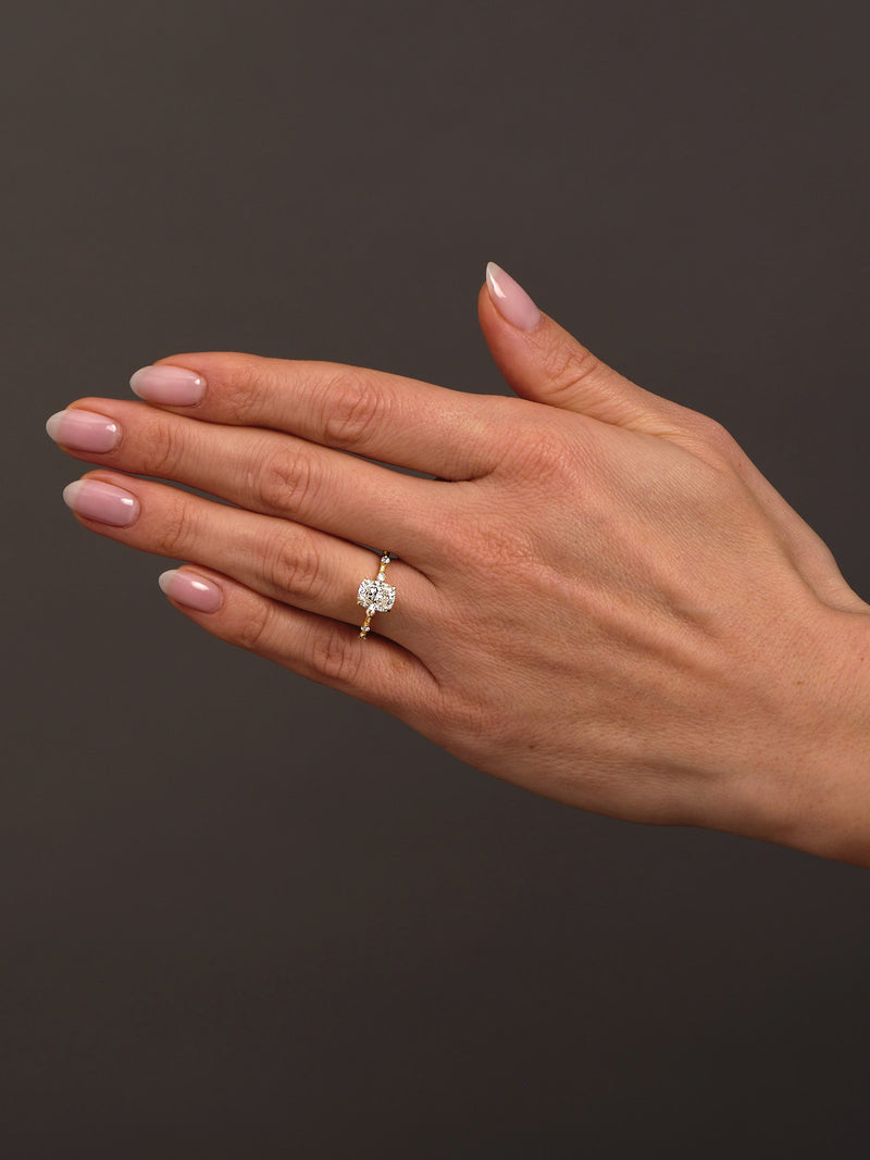1.80ct Elongated Cushion Bubble lab grown diamond engagement rings.