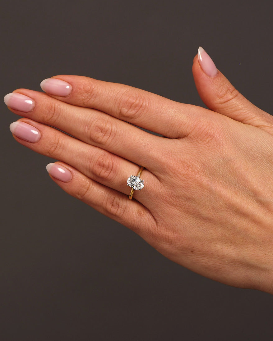 1.70ct Oval Hidden Halo Solitaire Lab Grown Diamond Engagement Rings.