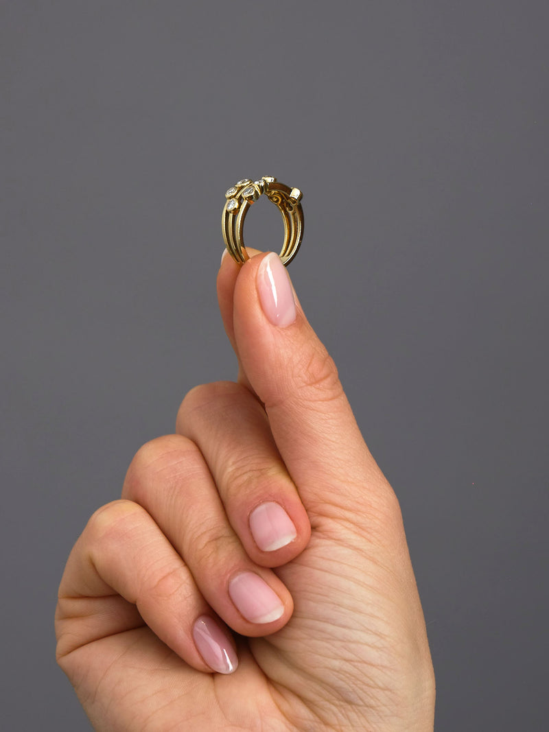 0.70ct midi bubble diamond band worn on a finger, showcasing a trendy diamond wedding bands design.