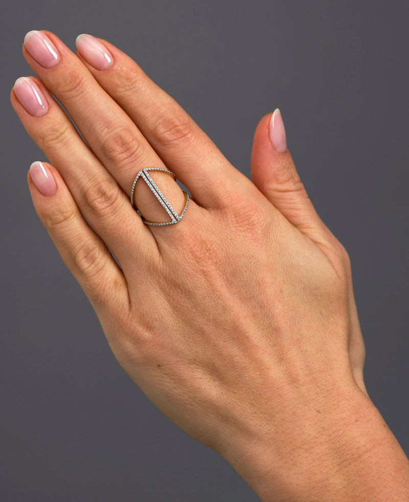 Side profile of the A-line style diamond band, showcasing the modern architectural design in engagement bands for her.