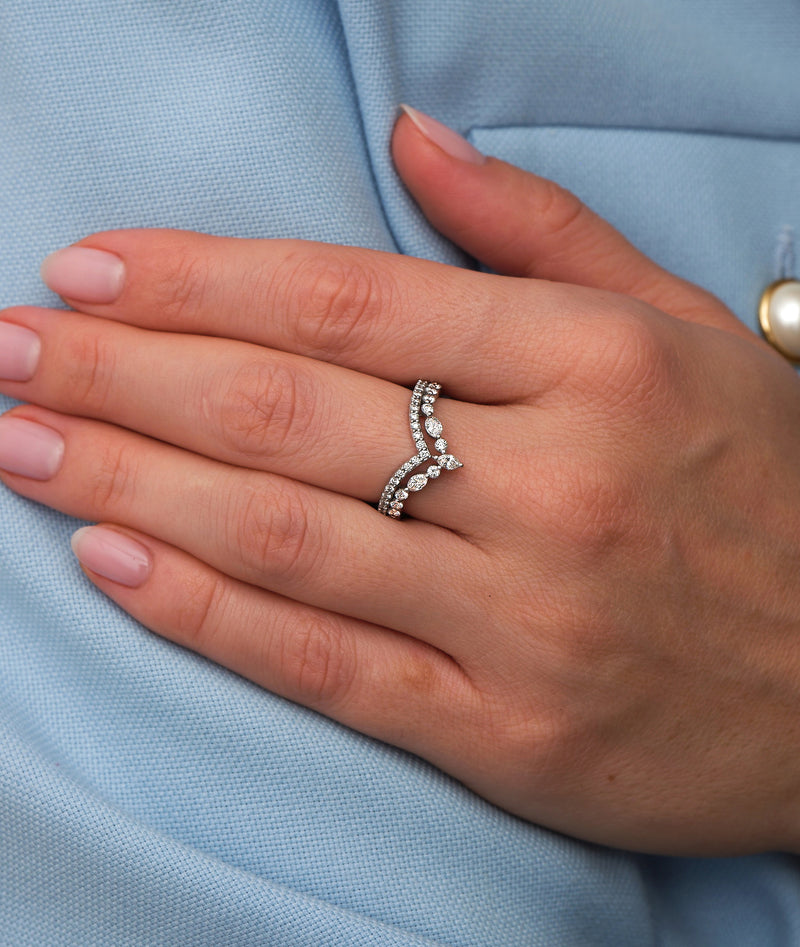 An elegant marquise diamond wishbone ring from our engagement bands for her collection.