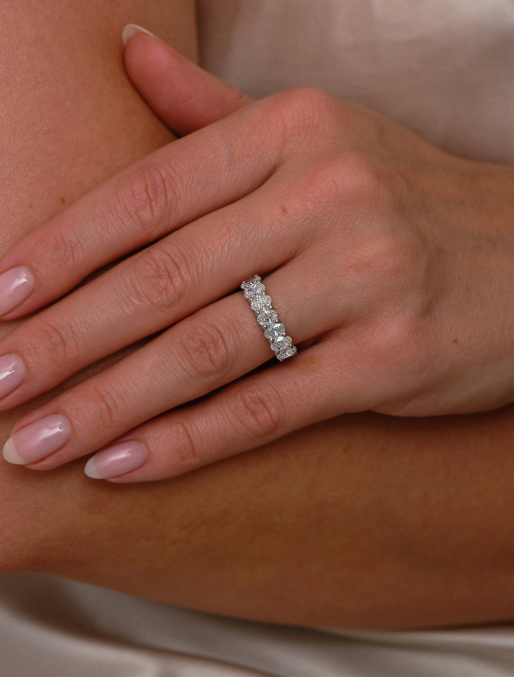 A luxury oval maxi diamond eternity ring from our premium engagement rings for women collection.