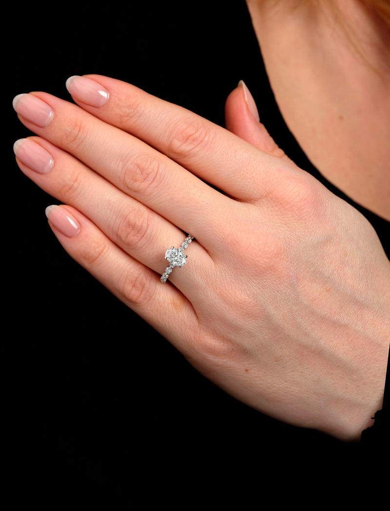 1ct Oval Asscher Band Lab Grown Diamond Engagement Rings in London.