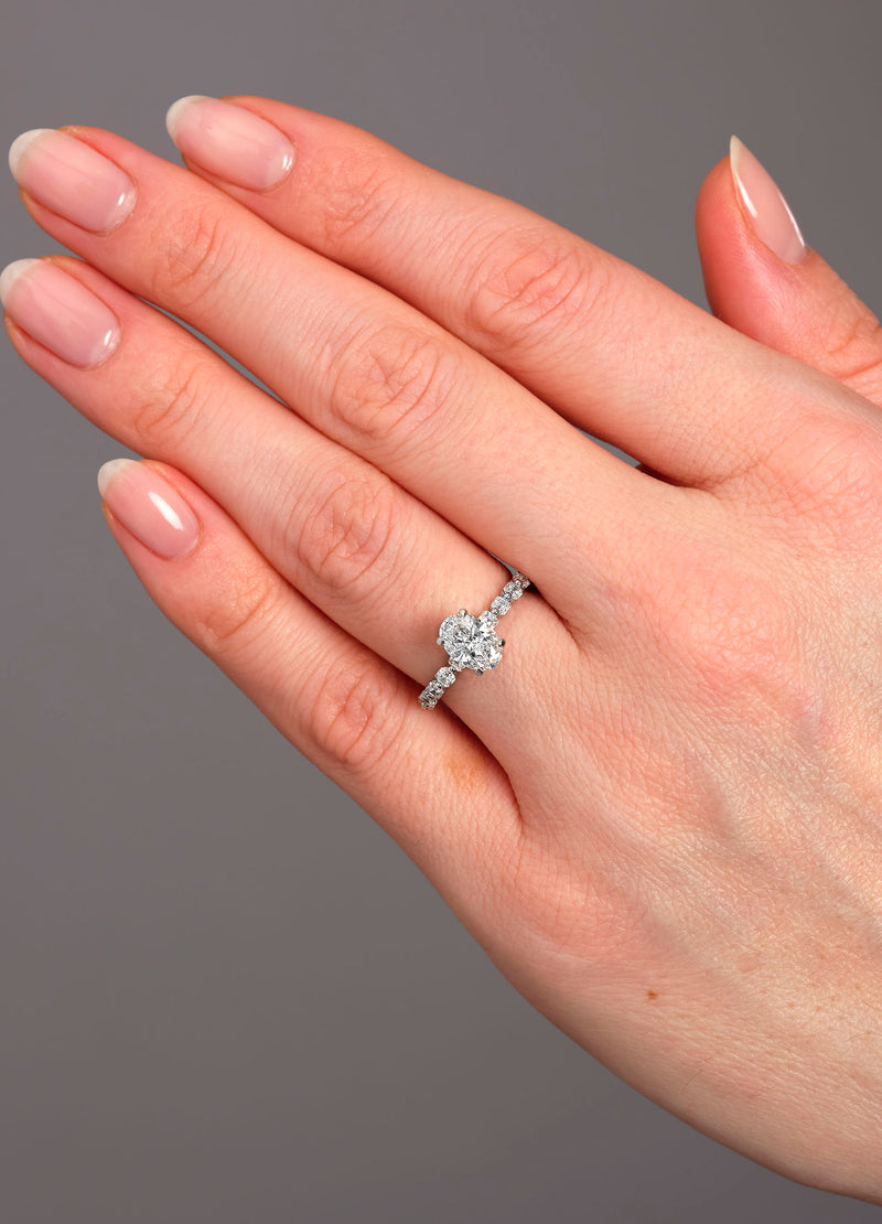1ct Oval Asscher Band Lab Grown Diamond Engagement Rings in London.