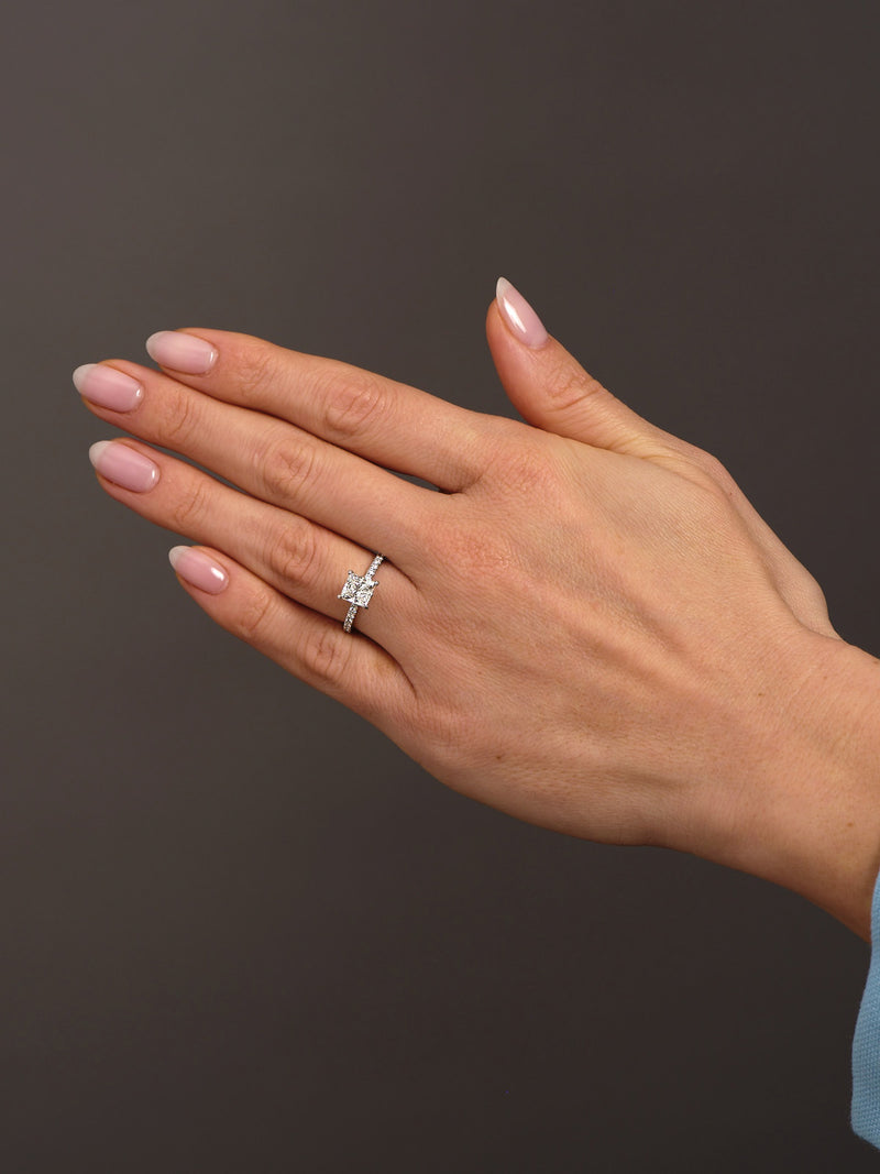1.50ct Princess Cut Diamond Knot Lab Grown Diamond Engagement Rings.