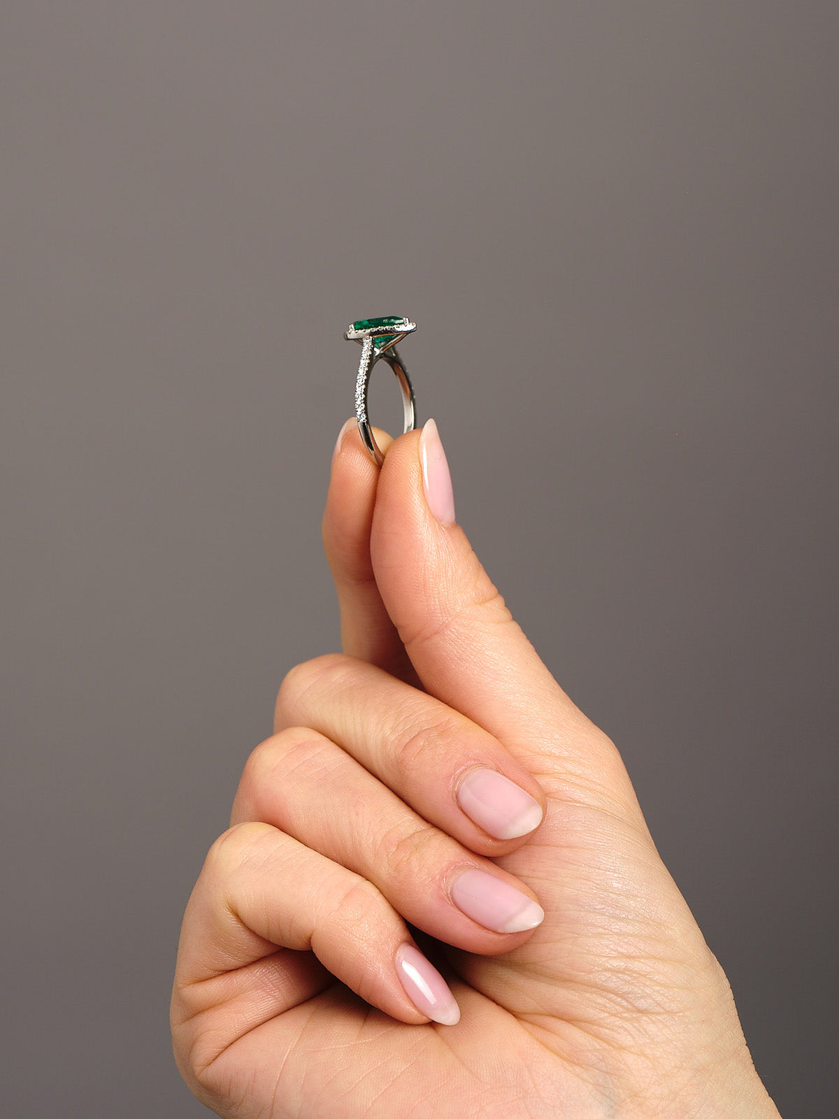 1.30ct Green Emerald Seamless Halo