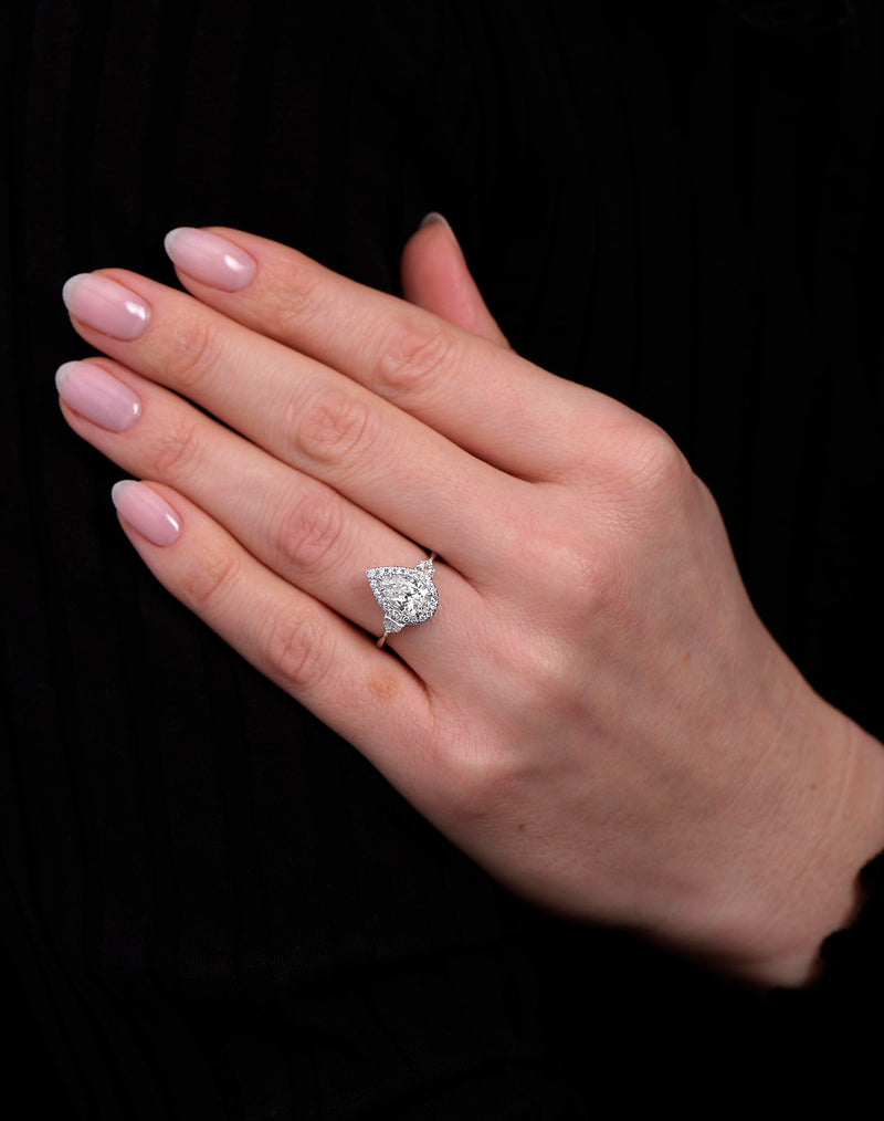 1.50ct Pear Trilogy Lab Grown Diamond Engagement Rings.