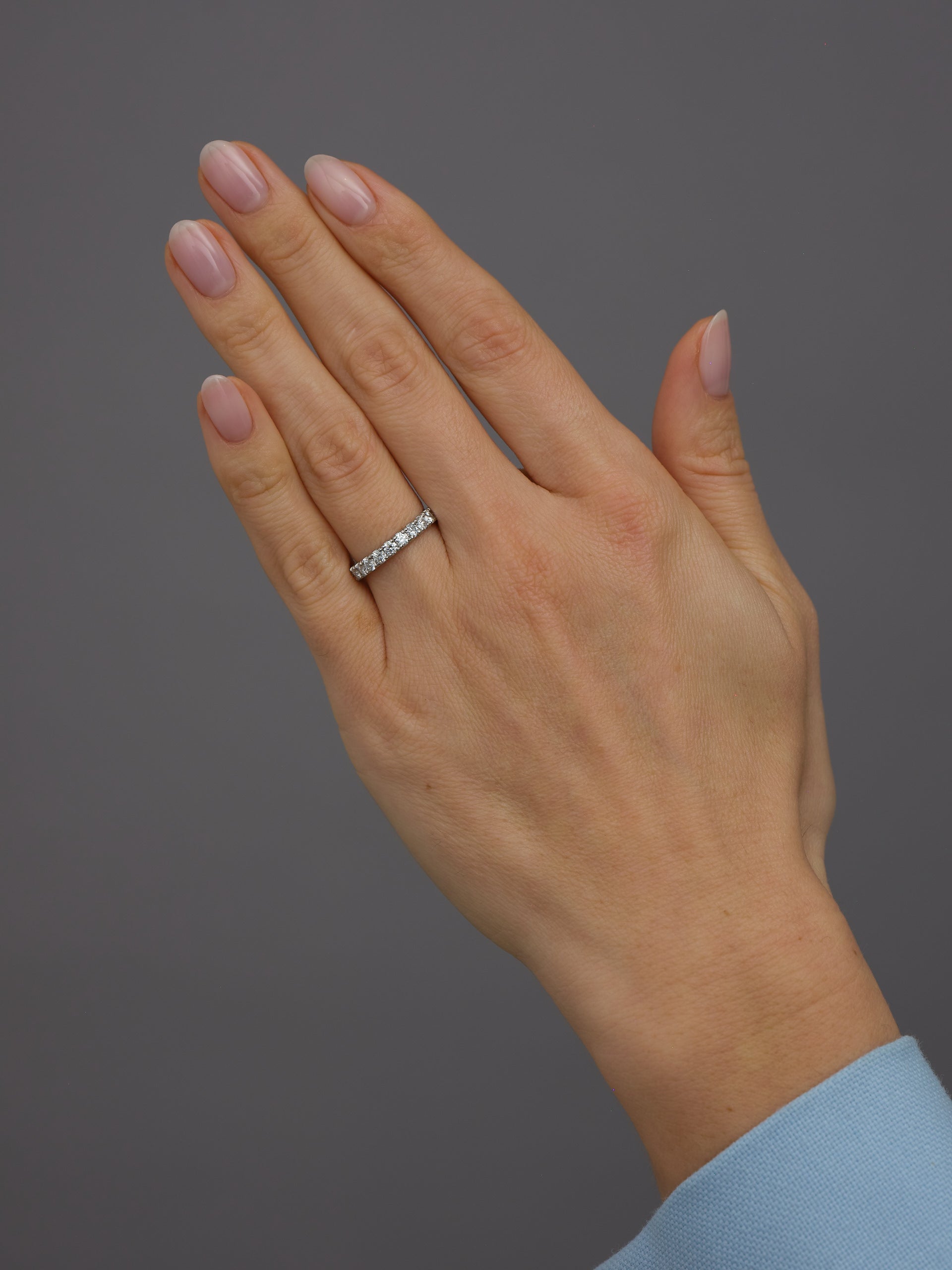 A 2.5mm lab grown half eternity band from our women's diamond wedding bands collection.